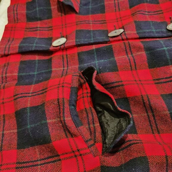 Pendleton Red & Black Plaid Button Down Blazer Women Size Medium Vintage Style - Picture 3 of 11